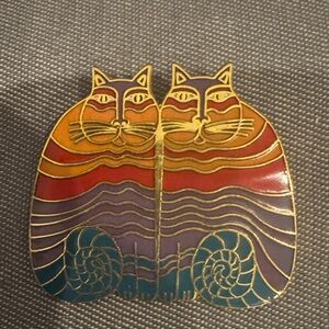Rainbow Cat Brooch Pin  by Laurel Burch